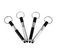 KOMBIUDA Portable Black Ballpoint Pens with Touch Screen Stylus 4pcs Mini Key Ring Stylus Pens with Keychain Loop, Plastic Alloy Touchscreen Accessory for Tablet Use