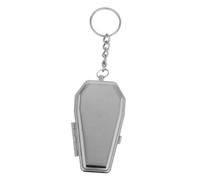 KOMBIUDA Portable Coffin Shaped Metal Ashtray Keychain with Smooth Polished Surface Decorative Hanging Accessory for Halloween Gifts Compact and Practical Design for Outdoor Use