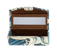 KOMBIUDA Portable Lipstick Case with Mirror Lightweight Lip Gloss Container for Travel and Daily Use Vintage Blue Pattern Cosmetic Organizer Box Gift for Women and Friends