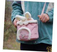 KOMBIUDA Portable Pet Carrier Bag with Breathable Mesh Cross-body Outdoor Squirrel and Hamster Carrier Adorable Plush Design for Small Animals and Rabbits Convenient Ventilated Travel Tote