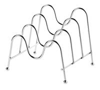 KOMBIUDA Pot Lid Cookware Holder Multi-functional Organizer Rack with 3 Compartments, Silver Iron Wire with Chic and Modern Design for Kitchen Countertop or Cabinet