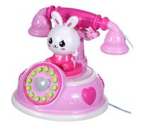 KOMBIUDA Pretend Role Play Telephone Pink Cartoon Fake Phone Educational Early Learning for Boys Safe Plastic Multi-Functional Hand-Eye Coordination Development