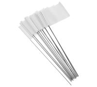 KOMBIUDA Pvc Marking Flags Featuring Easy Installation 24pcs White with 15 Inch Stainless Steel Stakes and Sturdy Material for Surveying, Industrial Use, and Pet Boundaries for