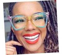 KOMBIUDA Rainbow Cat Eye Sunglasses for Women Irregular Frame Party Supplies Decorative Funny Sunglasses with Gradient Blue Pink Color for Photo Props and Lasting Memories