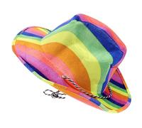 KOMBIUDA Rainbow Cowboy Hat Lightweight Breathable Pride Parade Cap for Men and Women Fine Texture Stage Hat Accessory for Costume Party and Cosplay