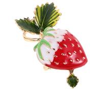 KOMBIUDA Realistic Strawberry Lapel Pin with Anti-exposure Buckle Cute Enamel Brooch for Clothes Bags Hats Vintage Accessory to Enhance Everyday Style