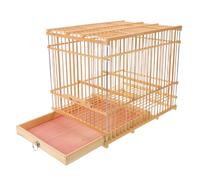 KOMBIUDA Rectangular Bamboo Bird Cage with Hook and Removable Tray Spacious Handwoven Small Flight Cage for Finches Budgies and Lovebirds Portable Vintage-style