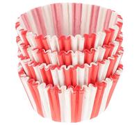 KOMBIUDA Red and White Stripes Paper Baking Cups 100Pcs Oil-Proof Muffin Liners for Oven Use High Temperature Resistant Cupcake Cases for Muffins Desserts and Party Baking