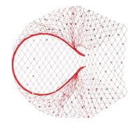 KOMBIUDA Red Bridal Headband with Mesh Veil Beaded Rhinestone Wedding Face Veil for Bride Elegant Vintage-inspired Fascinator Hairband for Tea Party Bachelorette and Wedding Ceremony