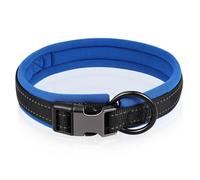 KOMBIUDA Reflective Dog Collar Adjustable Anti-lost Safety Buckle with Highly Visible Strips for Comfortable Fit Dark Blue Pet Accessory