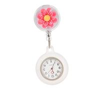 KOMBIUDA Retractable Nurse Fob Watch Clip-on Lapel Watch for Nurses Students with Easy Pull Clip Tea Rose Red