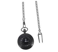 KOMBIUDA Retro Classic Round Pocket Watch with Dual Display Roman Arabic Numerals Dial Steampunk Style Flip Watch with Thick Black Chain Vintage Timepiece Gift for Men and Women