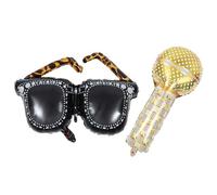 KOMBIUDA Retro Microphone Sunglasses Balloon Aluminum Foil Party Decor for Birthday Music Festival Graduation Halloween Vintage Theme Ornament to Brighten Celebration