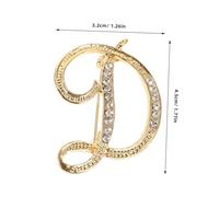 KOMBIUDA Rhinestone Initial Letter Brooch Pin D Alloy Metal Accessory for Women Stylish Suit Dress Hat Bag Decoration Versatile Pin for Business Party Wedding