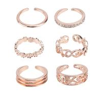 KOMBIUDA Rhinestone Inlaid Hollow Heart Toe Rings Creative Fashion Jewelry for Women Gold Stacking Rings Chic Stylish Accessories for Outfits