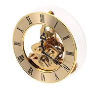 KOMBIUDA Roman Numerals Quartz Clock Movement Insert with Skeleton Gear Mechanism, round 86mm Metal Clock Part for Easy Installation and Replacement, Suitable for Study and Office Decor