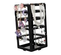 KOMBIUDA Rotatable Black Acrylic Earring Holder Organizer for Earrings Necklaces Rings Multifunctional Jewelry Display Stand Space Saving Storage for Personal Use and Selling