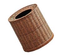 KOMBIUDA Round Rattan Waste Basket with Plastic Insert Open Top Lidless Trash Can for Bathroom Living Room Office Large Capacity Woven Garbage Bin for Spaces