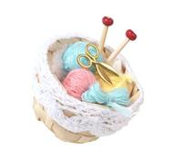 KOMBIUDA Scale Miniature Dollhouse Yarn Knitting Basket Kit Blue Series Doll House Scene Layout Prop for DIY Decoration and Creative Mini Ornaments