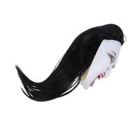 KOMBIUDA Scary Face Mask with Long Hair for Halloween Carnival Party Soft Creepy Cosplay Headgear Fits Adults for Haunted Houses and Masquerade Shows
