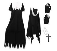 KOMBIUDA Scary Nun Costume for Adults Halloween Party Uniform Lightweight Comfortable Dress Up Prop for Costume Parties and Festivals
