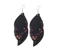 KOMBIUDA Sequin Leather Ear Dangle Earrings Black Stylish Drop Ear Jewelry for Women Casual Party Wear Choice