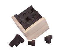 KOMBIUDA Shaped Wooden Educational Puzzle Cube Blocks for Adults Brain Training Stress Relief Creative Thinking Problem Solving Natural Material