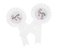 KOMBIUDA Shower Badge Pin Set 2Pcs Mommy to Be Brooch Daddy to Be Lapel Pins Rosette Button Corsage for Parents to Be Gender Reveal Party Decorations