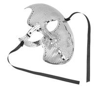 KOMBIUDA Silver Plastic Party Disco Mask with Eye Catching Disco Design, Comfortable Full Face Masquerade Ball Mask for Group Interactions and Mardi Gras Costumes