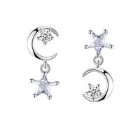 KOMBIUDA Simple Star Decor Silver Plated Eardrop Earrings for Women Electroplated Shining Five Pointed Star Design Lightweight Daily Wear Jewelry for Parties and Travel
