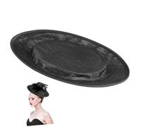 KOMBIUDA Sinamay Round Hat Base Black for DIY Millinery Craft Yarn Decorated Cocktail Fascinator Bottom Millinery Accessory for Womens Hat Making and Costume Design
