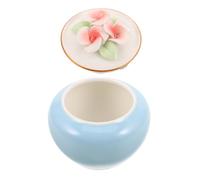 KOMBIUDA Small Blue Ceramic Pet Cremation Urn with Airtight Lid Mini Memorial Keepsake Box for Dog and Cat Ashes Teeth and Hair Storage Compact Portable Urn for Funeral Burial and Travel