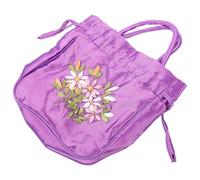 KOMBIUDA Small Drawstring Purse Embroidered Handbag for Women Ethnic Style Material Lightweight Portable Mobile Phone Bag with Wrist Handle for Daily Use