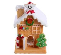 KOMBIUDA Snow Village Cake Ornament Cake Embellishment Resin Luminous Snow House Christmas Theme Decorative Banquet Winter