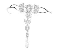 KOMBIUDA Sparkling Anklet Crystal Leg Chains Beach Anklet Foot Jewelry for Women Ankle Bracelets Toe Jewelry for Women Trendy Silver