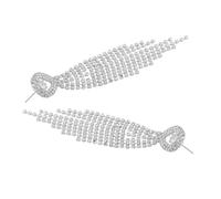 KOMBIUDA Sparkly Rhinestone Tassel Earrings for Women and Lightweight Long Dangle Statement Drop Jewelry Comfortable Elegant Accessory for Party Prom Gala