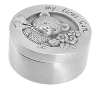 KOMBIUDA Stainless Steel Baby Keepsake Box, Round Fetal Hair Storage Tin for First Curl Memories, Smooth Surface, Practical Small Object Holder for Nursery Gifts