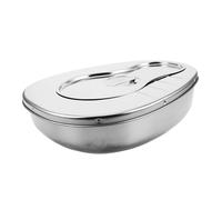 KOMBIUDA Stainless Steel Bedpan for Bedridden Adults Large Capacity Commode with Lid for Home and Hospital Use Portable Bedside Toilet for Elderly Care Odor Control Design