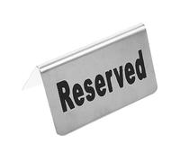 KOMBIUDA Stainless Steel Double Sided Table Reserved Card Modern Party Sign for Restaurants and Banquets Desk Reservation Marker Visible From Both Sides
