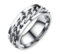 KOMBIUDA Stainless Steel Ring for Men Boy Stylish Simple Rotatable Finger Jewelry with Box Metal Fashion Accessory