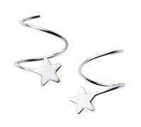 KOMBIUDA Sterling Silver Star Ear Earrings Hypoallergenic Ear Clips for Elegant Floral Wave Design Lightweight Studs for Daily Wear and Special Occasions