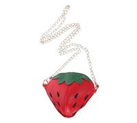 KOMBIUDA Strawberry Shape Shoulder Bag Cute Crossbody Purse with Chain Belt for Unique Clutch Bag with Smooth Zipper for Small Items and Daily Use Red