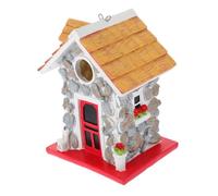 KOMBIUDA Sturdy Resin Birdhouse for Garden Hanging Decor Outdoor Backyard Nesting Hut with Rustic Charm Weather Resistant Bird Nest Easy to Hang for Wildlife Conservation and Outdoor
