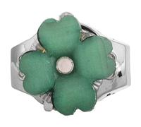 KOMBIUDA Stylish Four Leaf Clover Ring Watch with Flip Cover, Stainless Steel and Glass Material, Versatile Usage for Daily Life, Practical Finger Ring Watch for Men and Women