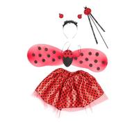 KOMBIUDA Stylish Girl's Ladybug Costume Set with Red Fabric Skirt and Decorative Headband, Comfortable and Flexible for Dress-up and Theme Party