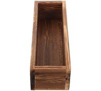 KOMBIUDA Succulent Planter Wood Flower Pot 30x9.5x7cm - Carbonized Rectangular Wooden Box Suitable for Indoor Office and Balcony Garden Planting
