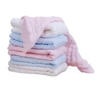 KOMBIUDA Toddler Towels 6 Pcs Nursing Towels Pure Cotton Gauze Feeding Facecloths for Infants Soft and Versatile Handkerchiefs White Blue and Pink 2 of Each Towels Newborn Girl