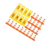 KOMBIUDA Traffic Play Signs with Miniature Simulation Traffic Cones and Road Signs Bright Educational for Teaching Safety at Home and Preschool