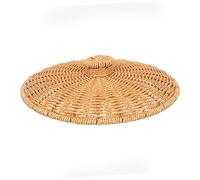 KOMBIUDA Trash Can Lid Replacement Cover for Storage Basket, round Plastic Trashcan Lid for Living Room and Bedroom Waste Bin, Imitation Rattan Style Garbage Can Accessory