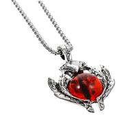 KOMBIUDA Turkish Evil Eye Pendant Necklace with Red Stainless Steel Clavicle Chain Protective Charm Jewelry for Men and Women Ward Off Bad Luck Fashion Accessory